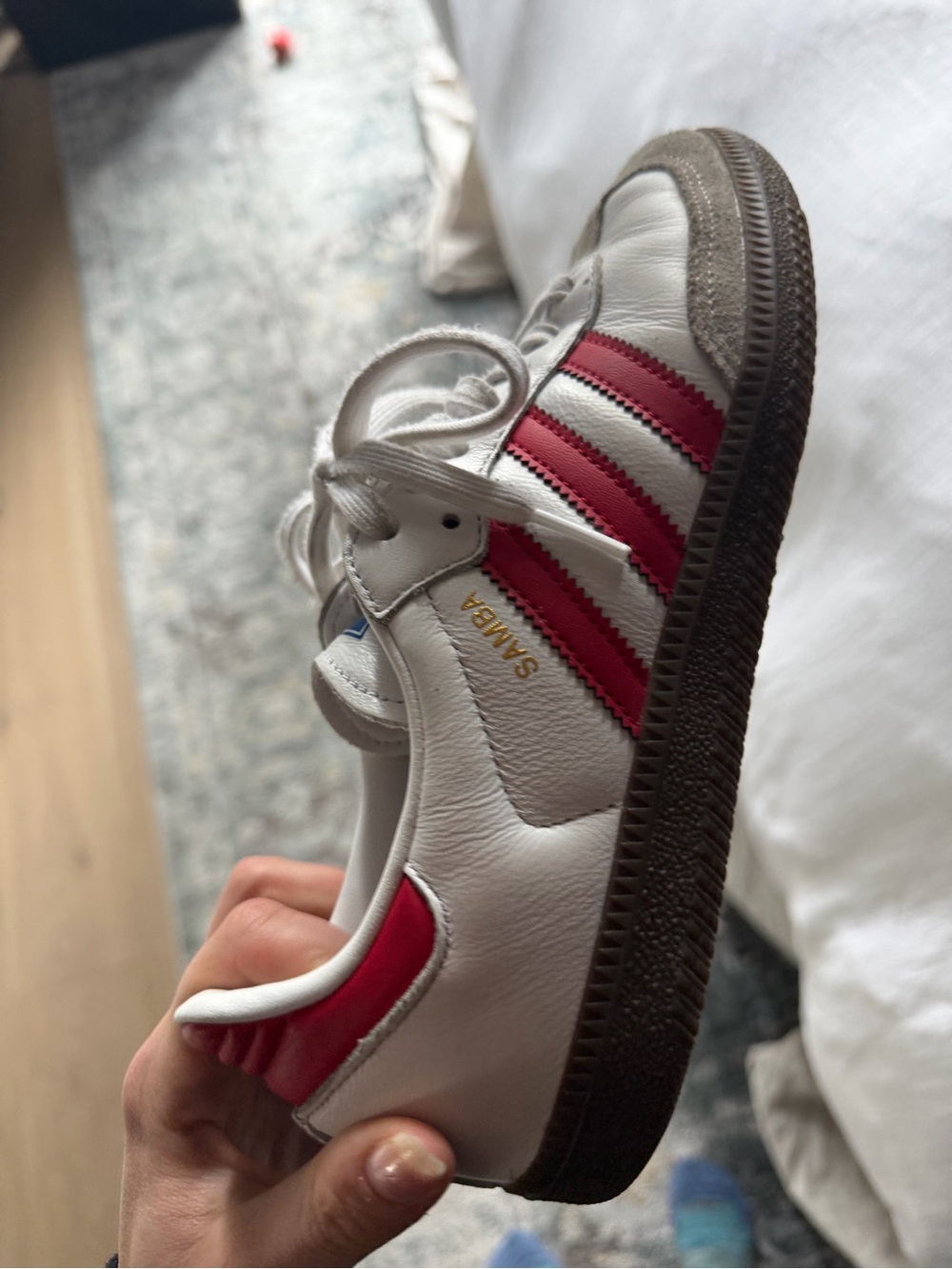 Adidas Samba White and Red Sneakers